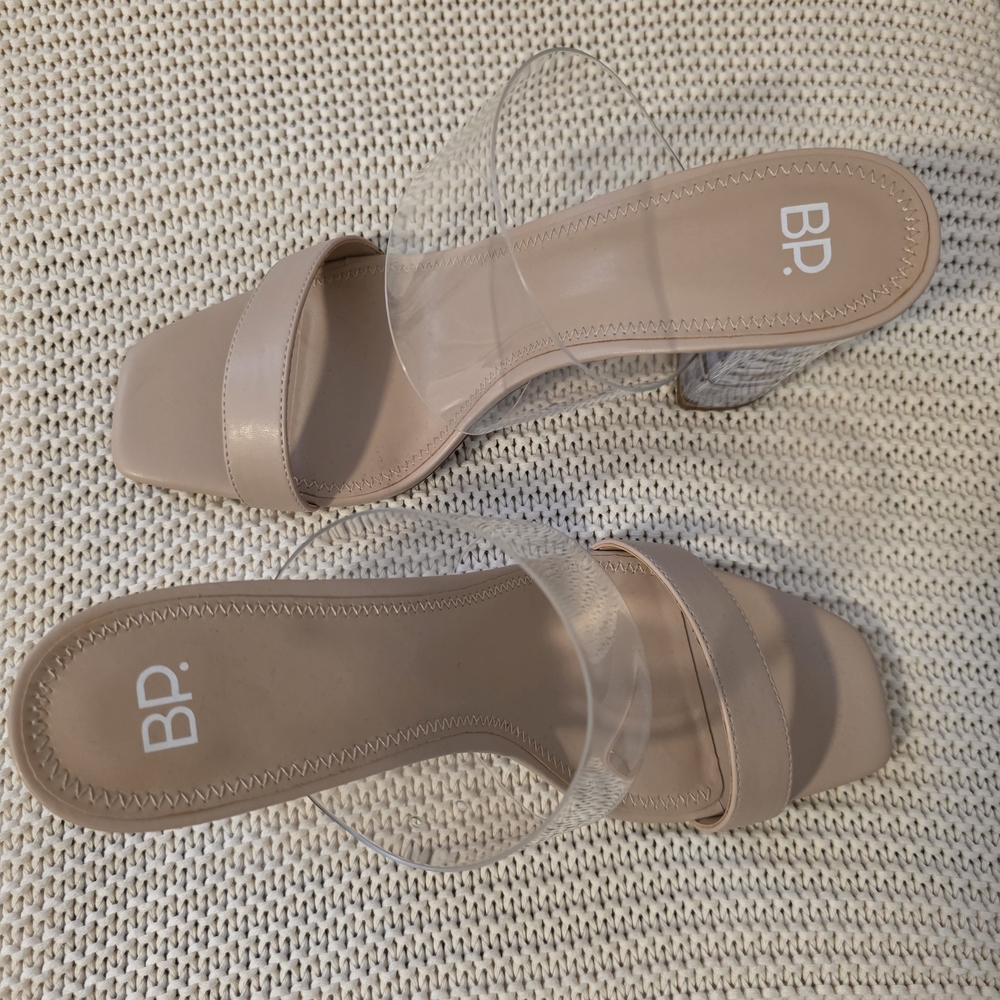 BP Women's Nude and Clear Slide Sandals